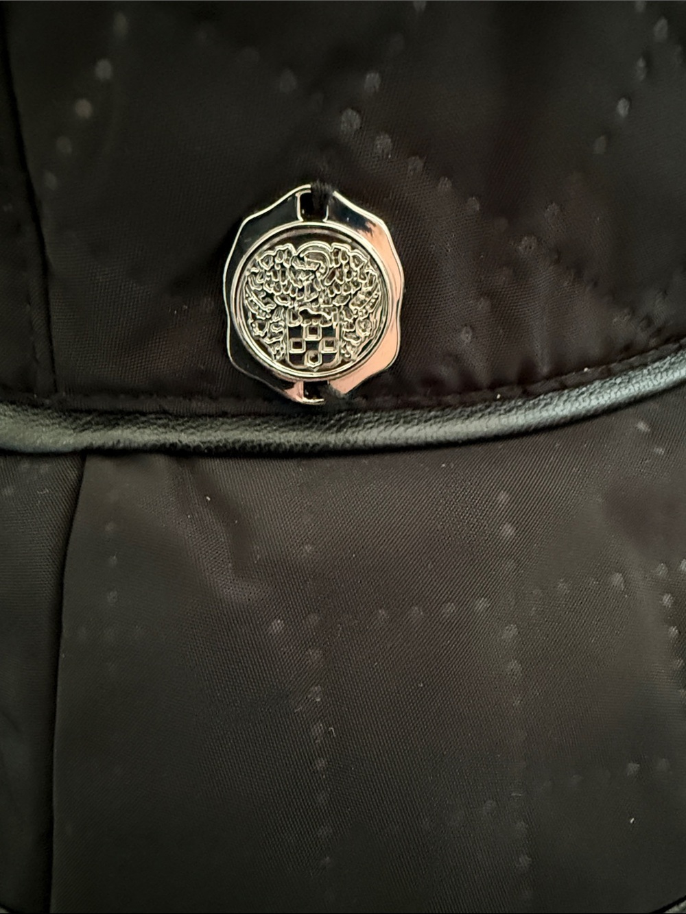 Vince Camuto Quilted Black Bucket Hat with Silver Medallion - Picture 2 of 4